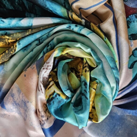 Sinem Dijital D118 Scarf Multicolor Floral Romantic Print Sheen Shawl Pashmina - Picture 10 of 12